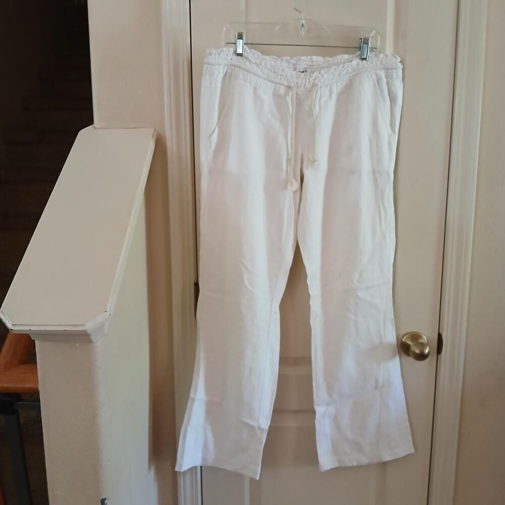 Roxy Oceanside Beach Low Rise Wide Flare Leg Beach Pants L Coastal Old Money